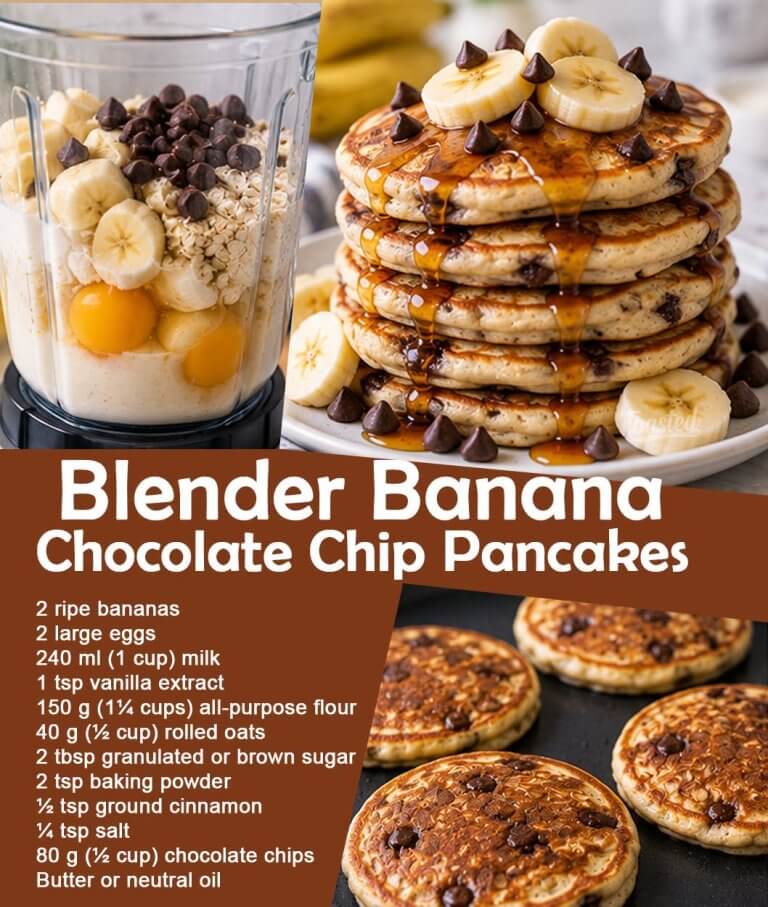 Blender Banana Chocolate Chip Pancakes