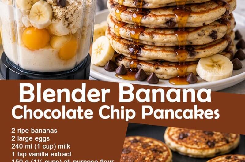 Blender Banana Chocolate Chip Pancakes